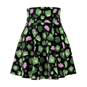 Green Frog Skater Skirt for Women, Animal Print Skater Skirt with Frog Design, Retro Style Frog, Kawaii Frog, Frog Print Skirt, Kawaii Skirt image 9