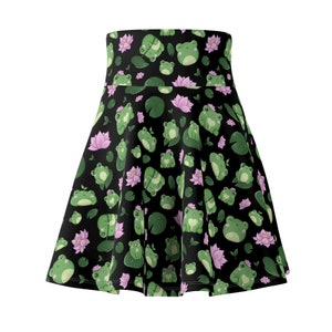 Green Frog Skater Skirt for Women, Animal Print Skater Skirt with Frog Design, Retro Style Frog, Kawaii Frog, Frog Print Skirt, Kawaii Skirt image 5