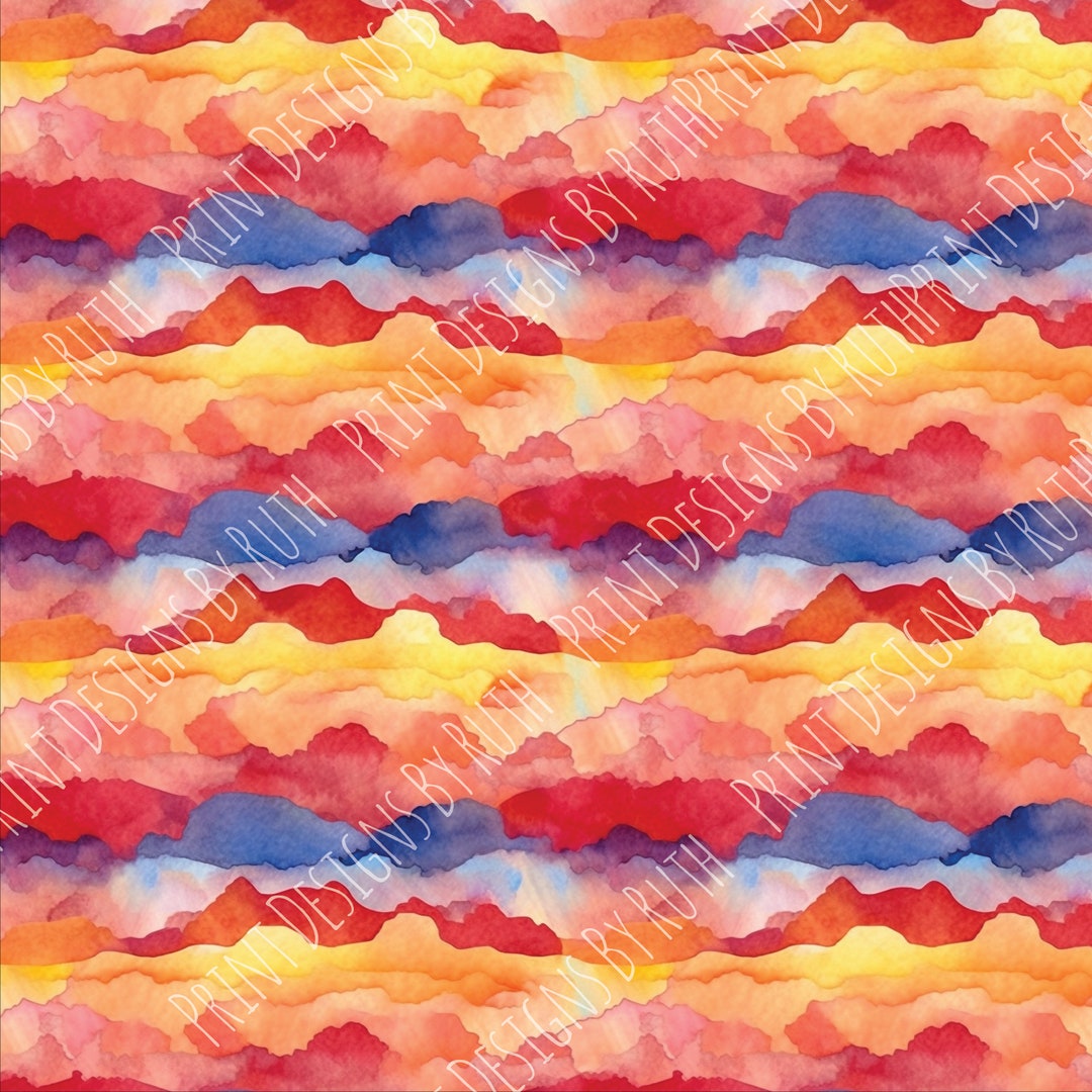 Light Color Patterns Sunset Sunset Clouds Seamless, Watercolor Sunset Pattern, Seamless File ...