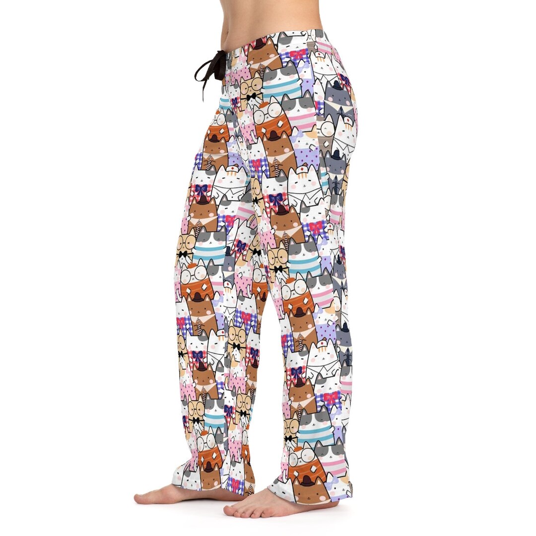 Cat Pajamas, Womens Cat Pajamas, Pajama Pants, Sleep Bottoms, Sleepwear