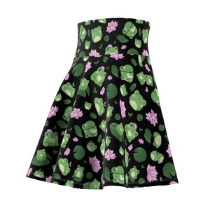 Green Frog Skater Skirt for Women, Animal Print Skater Skirt with Frog Design, Retro Style Frog, Kawaii Frog, Frog Print Skirt, Kawaii Skirt image 7