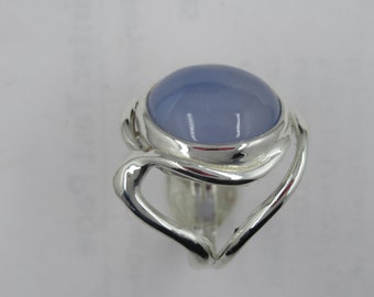 Blue Chalcedony or Agate Ring