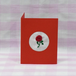 Biglietto rosa, biglietto floreale, biglietto ricamato, biglietto di San Valentino, biglietto per la festa della mamma