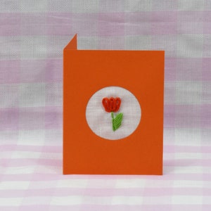 Biglietto tulipano, biglietto floreale, biglietto ricamato, biglietto di San Valentino, biglietto per la festa della mamma