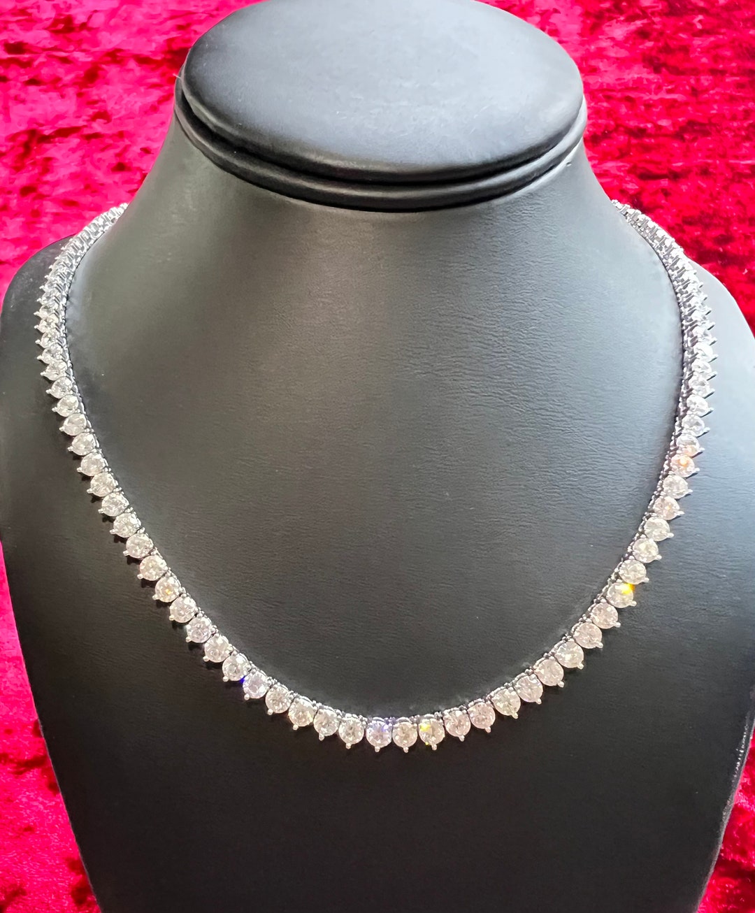 Mesnt Kette Silber 925, SilberGlänzende Tennis-Kette Halskette Für Frauen, Länge 40cm