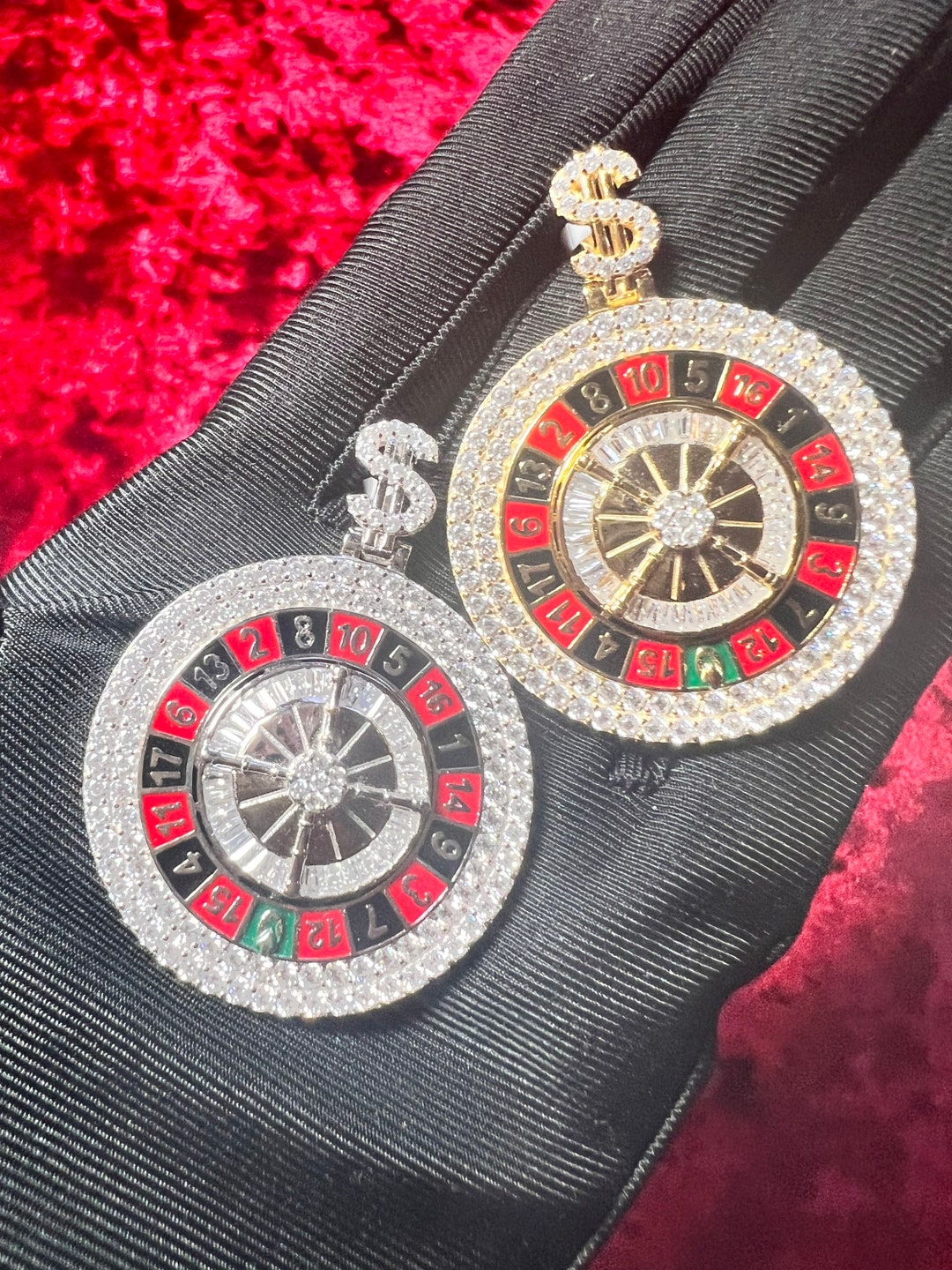 925 Sterling Silver Roulette Wheel Pendant - Etsy