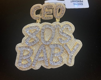 14kt gold finish CEO 80’s Baby pendant