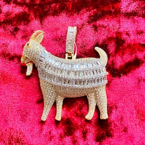 14kt  gold finish Goat pendant