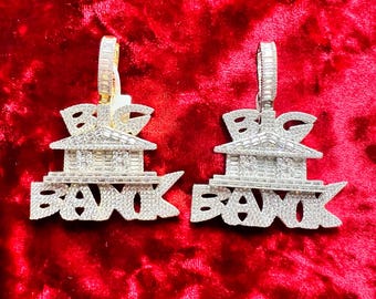 14kt gold finish Big Bank  pendant