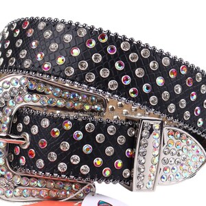 Rhinestone leather belt