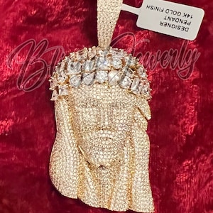 14kt gold finish Jesus head pendant