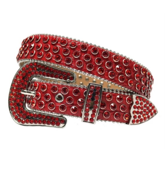 Rhinestone Leather Belt - Etsy display picture 1