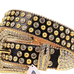 Rhinestone leather belt