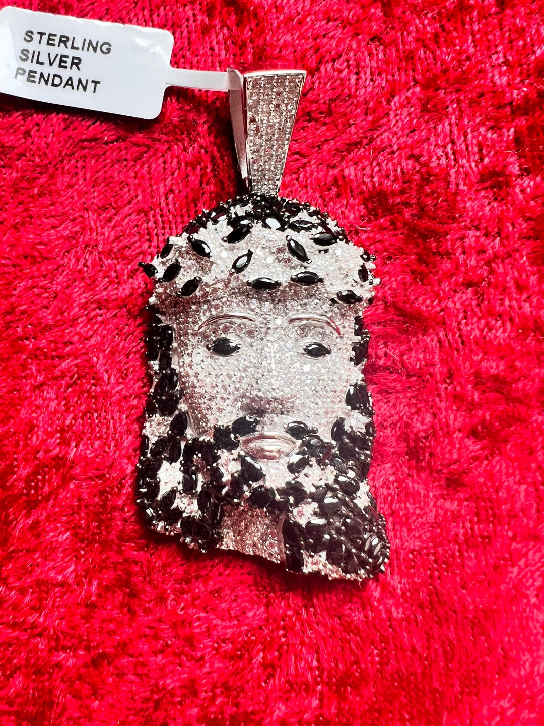 925 Sterling Silver Jesus Head Pendant Etsy