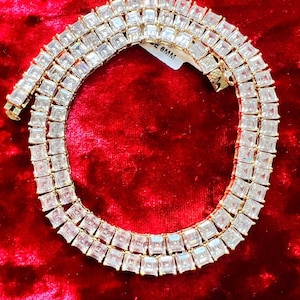 14kt gold finish square tennis chain