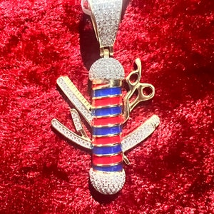 925 sterling silver barber pole pendant