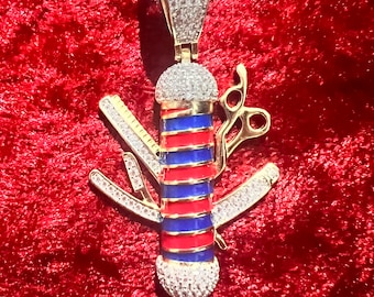 925 sterling silver barber pole pendant