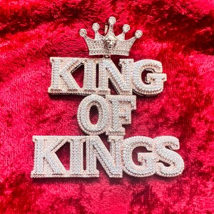 14kt white gold finish King of kings pendant