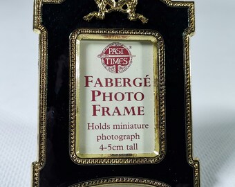 Cadre Photo émail Style Fabergé – Bleu, Métal, Pour Photo 3,5 X 3 Cm