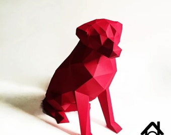 Dog, 3d Paper Dog, Dog Papercraft, 3d Model, Home decor, Digital Print, 3d Model, Craft, Gift, Dog Lover, DIY, Digital, Labrador, Dog Lover