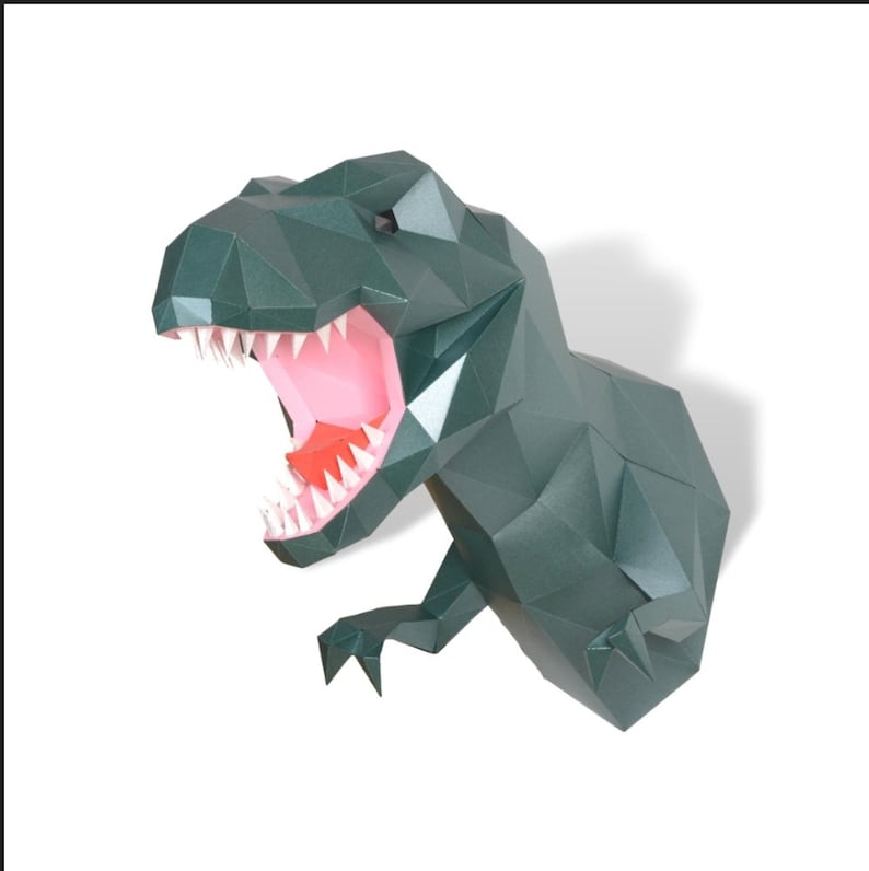 Trex Paper Trex 3d Papercraft Decor Polygonal Trex Etsy