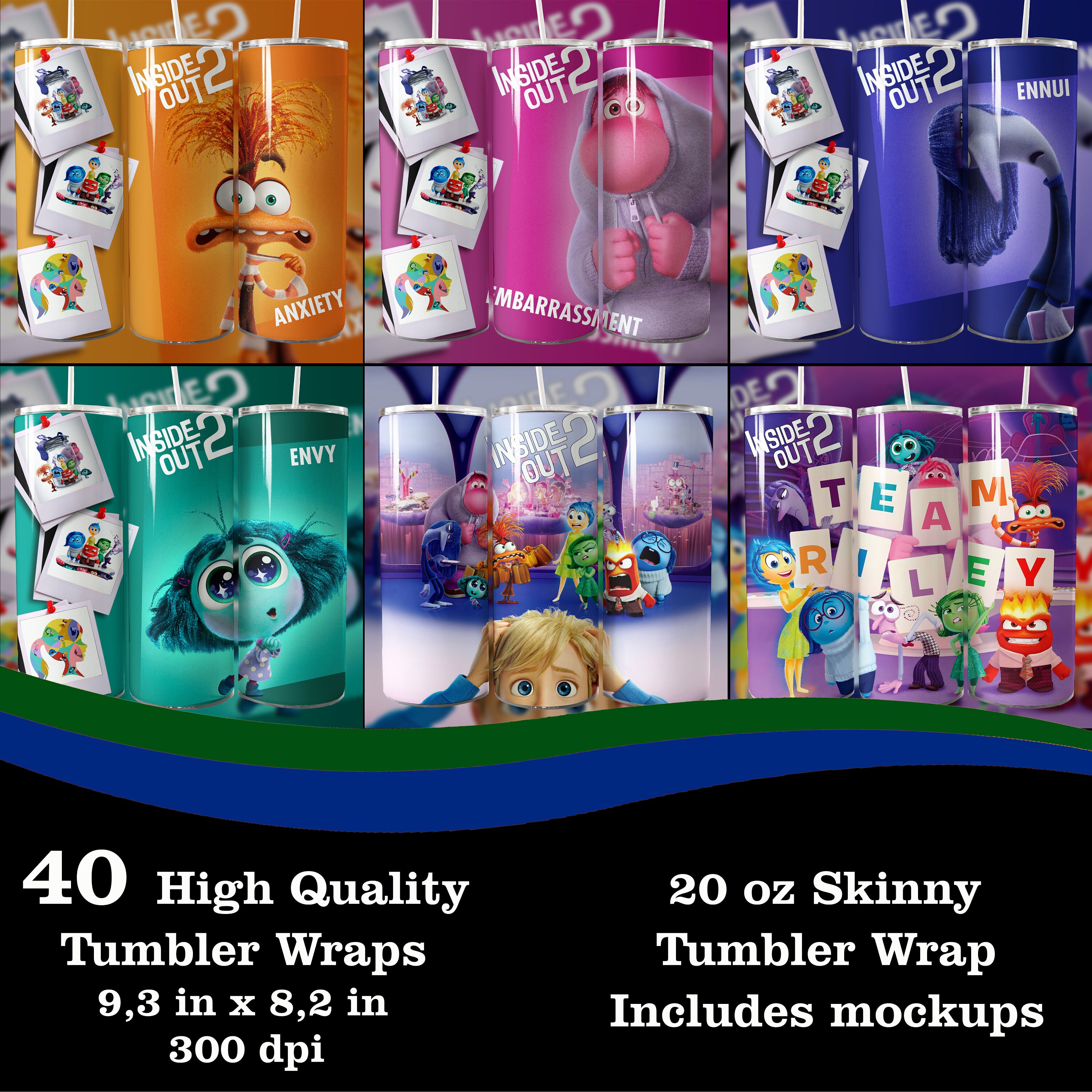 40 Inside Out 2 Digital Designs for 20 Oz Tumblers, Inside Out 2 20 Oz ...
