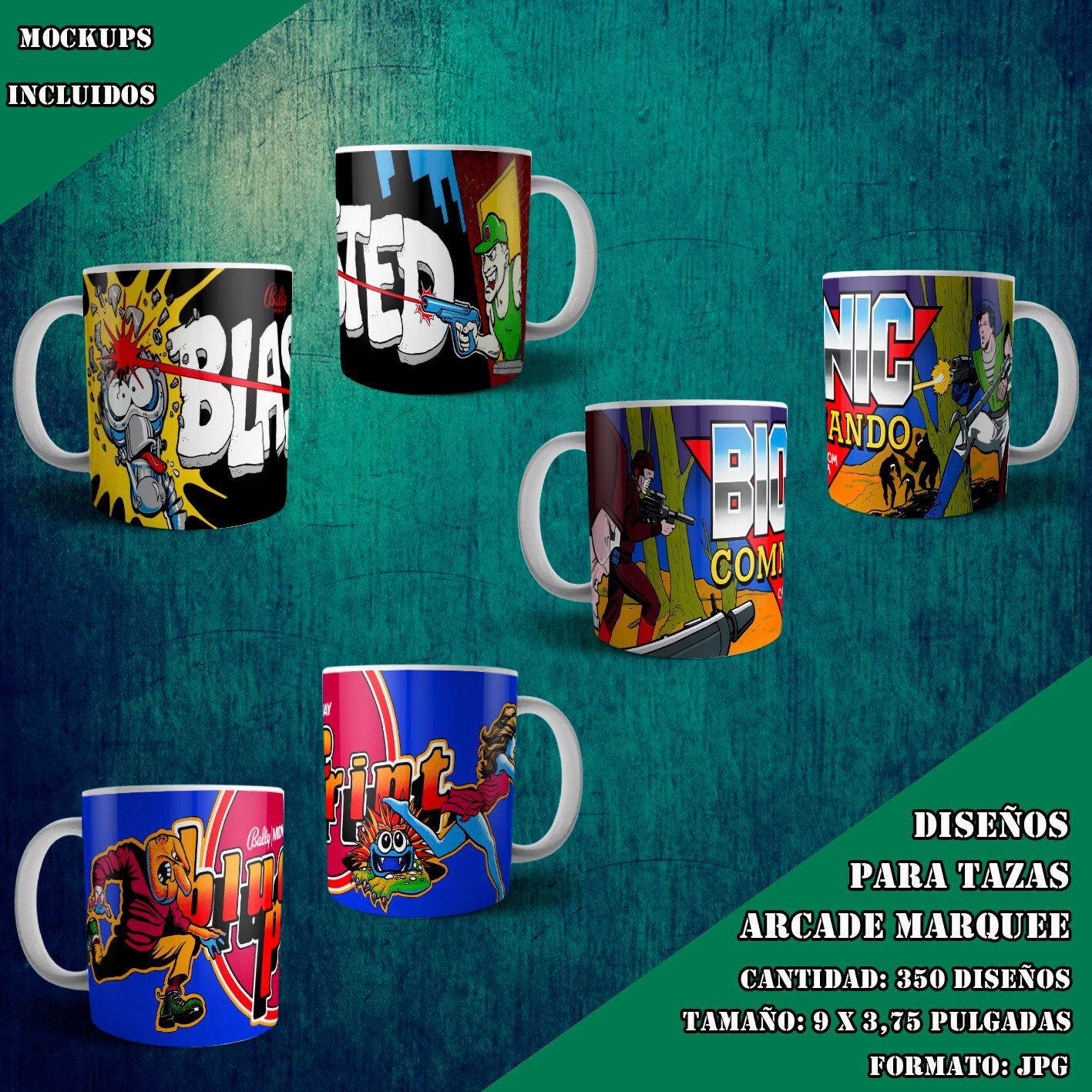 350 Digital Arcade Marquee Mug Designs Template Arcade Marquee Mug