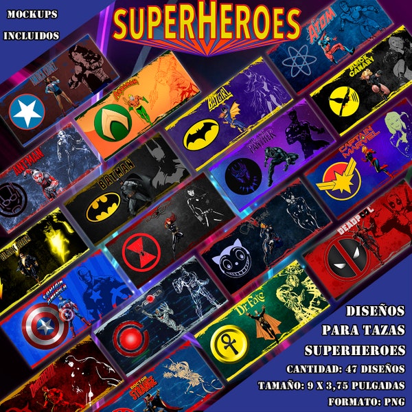 47 Diseños Digitales Para Tazas De Super Heroes Marvel Dc Comics Mug Design Template Super Heroes Mug Sublimation Template Super Heroes