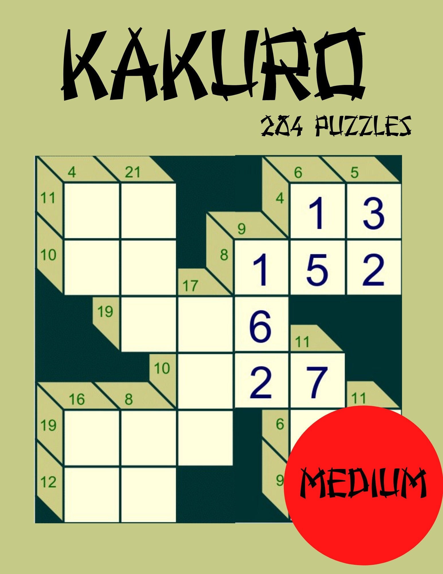 kakuro 284 medium level japanese logic puzzles printable pdf etsy