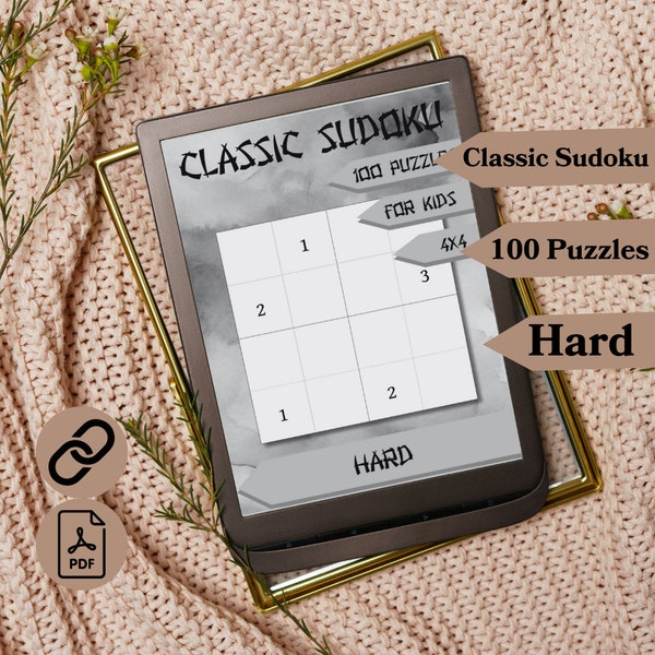 100 klassische Sudoku für Kindle (4x4 Grid Kids Version) Scribe (schwer)