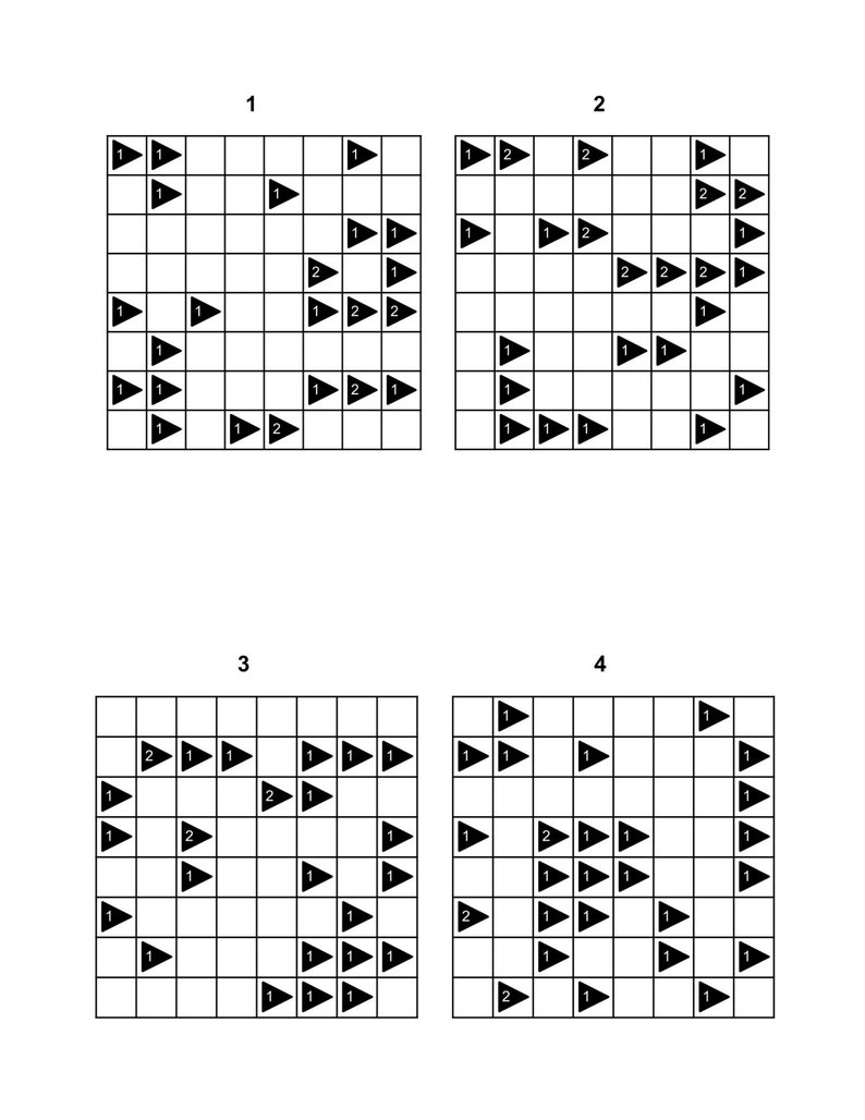 minesweeper 300 easy logic puzzles printable pdf etsy