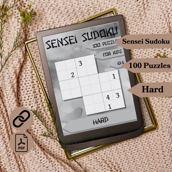 100 Sensei Sudoku für Kindle (4x4 Grid Kids Version) Scribe (schwer)