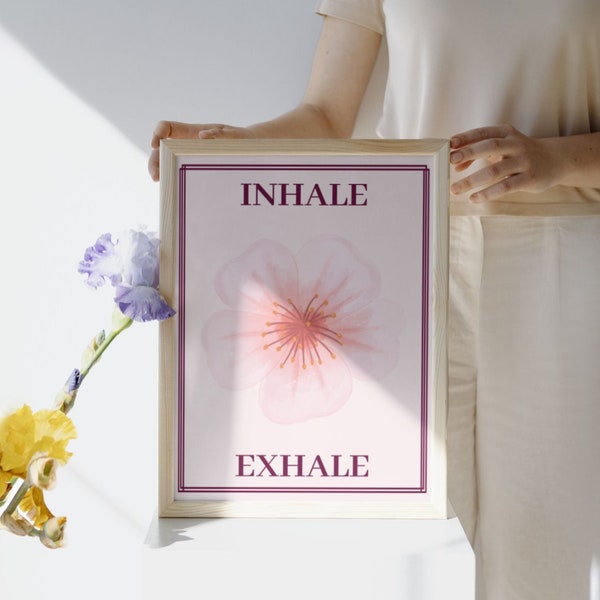 Inhale Exhale Poster, Printable Wall ART, Relax Poster, Mindfulness Poster, Meditation Posters, Classroom Children Room, Therapist Decor