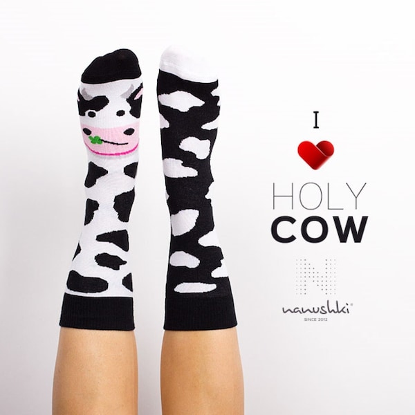 Kuh Socken | Lustige Socken | Kuhdesign Socken | Bunte Socken | Motivsocken | Themensocken | Geschenk für Bäuerin | Ich liebe Kühe | Kuh