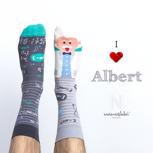 Albert Einstein socks Albert Einstein Themed socks crazy socks fancy socks crazy socks funny socks image 1