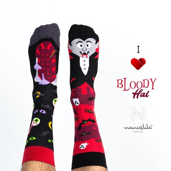 Dracula Socken | Vampir Socken | Halloween Socken | Bunte Socken | Motivsocken | Themensocken | Witziges Geschenk | Halloween Socken