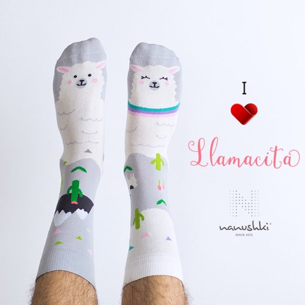 Lama Socken | Alpaka Socken | Tiersocken | niedliche Socken | Bunte Socken | Motivsocken | Themensocken | Geschenk für Freundin | Zoo Tiere