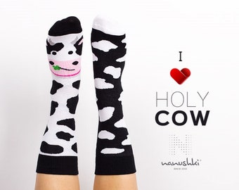 Kuh Socken | Lustige Socken | Kuhdesign Socken | Bunte Socken | Motivsocken | Themensocken | Geschenk für Bäuerin | Ich liebe Kühe | Kuh