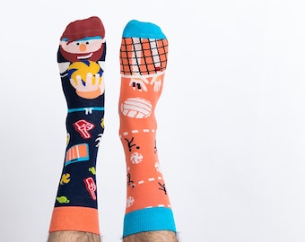 Volleyball Socken | Geschenk für Volleyballer | Coole bunte Socken | Verrückte Socken | Lustige Socken Faire Socken