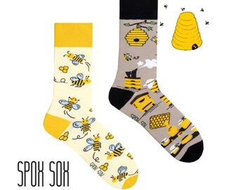 Bee socks | Beekeeper socks | Animal socks | Colorful socks | Motif socks | Themed socks | Animal Socks | Mismatched socks