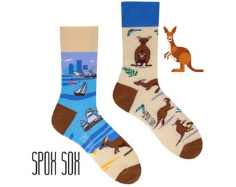 Kangaroo Socks | Sydney socks | Funny Socks | Colorful socks | Motif socks | Themed socks | Animal motif socks | Mismatched socks