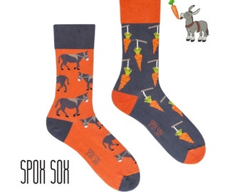 Donkey socks | Carrot socks | Funny Socks | Colorful socks | Motif socks | Themed socks | Animal motif socks | Mismatched socks