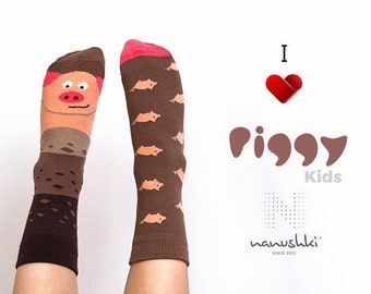 Cute piggy socks for kids| "Piggy" socks by nanushki| Funny socks for kids fair trade socks| Socks with animals|