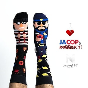 Police socks | Gift for police officer | Themed socks professions | Work socks | Motif socks | Colorful socks | Crazy socks