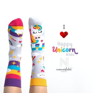 Unicorn socks for children Happy Unicorn Colorful socks for children Funny Socks Fair socks Funny gift Unicorn socks image 1