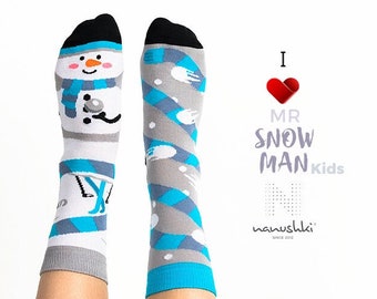 Schneemann Socken für Kinder | Kinder Weihnachtssocken | Geschenk für Weihnachten | Witziges Geschenk | Frohe Weihnachten