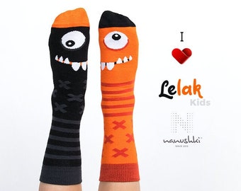 Chaussettes monstre cool pour enfants de Nanushki| Chaussettes folles | Chaussettes drôles | Chaussettes pour enfants | Cadeau drôle| Chaussettes monstre