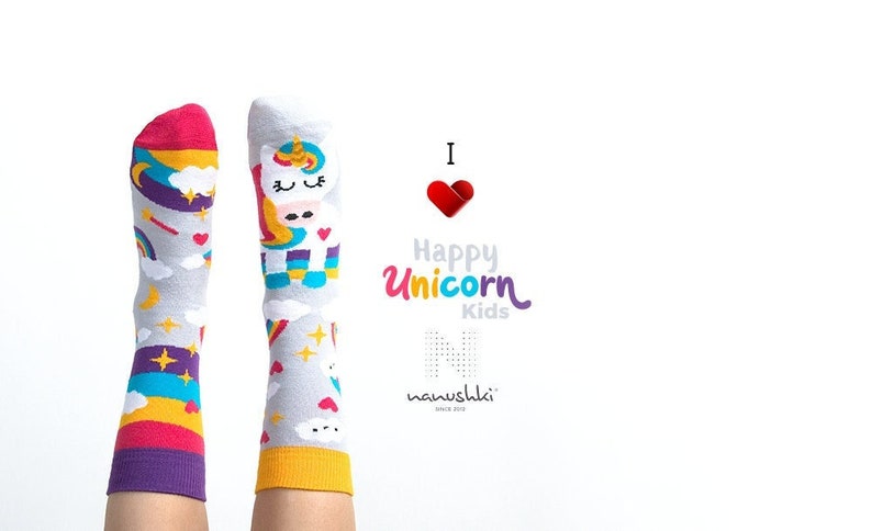 Unicorn socks for children Happy Unicorn Colorful socks for children Funny Socks Fair socks Funny gift Unicorn socks image 1