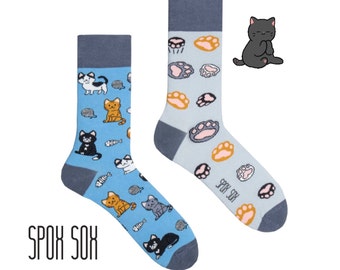 Katzen Socken | Lustige Socken | Tiersocken | Bunte Socken | Motivsocken | Themensocken | Socken mit Tiermotiven | Mismatched Socken