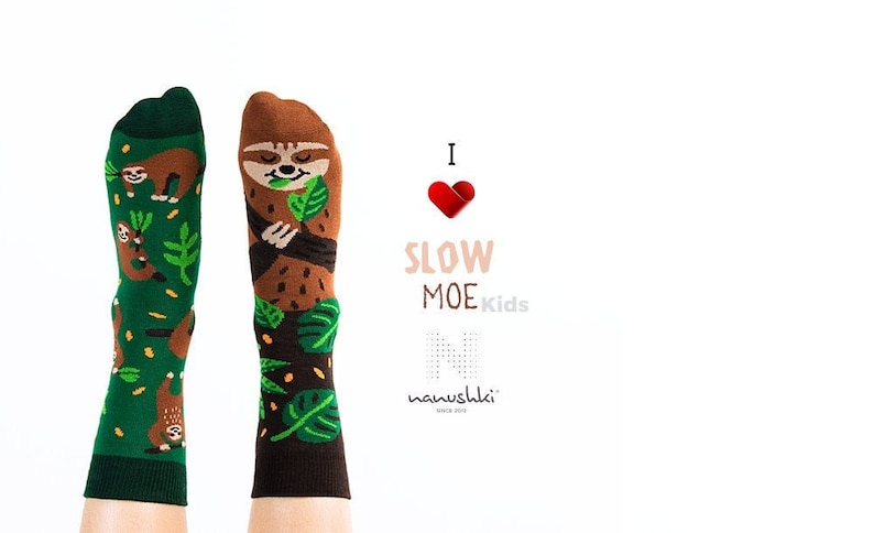 Megasüße Faultier Socken für Kinder Faultier Socken für Kinder Witzige Socken für Kids fairtrade Socken Socken mit Tieren Faultier Bild 1